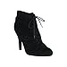 Lace Up Pleaded Ankle Bootie Micro Suede Black