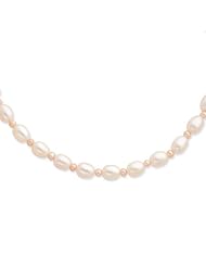 14k Yellow Gold 18in White & Pink Freshwater Cultured Pearl Necklace.
