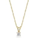 14k Yellow Gold Princess Cut Diamond Pendant (1/10 cttw, I-J Color, I2-I3 Clarity), 18"