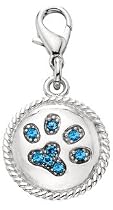 Austrian Crystal Dog Paw Print Collar Charms - Blue