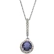 14K White Gold Iolite and Diamond Pendant