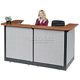 88Wx44 D Reception Station W/ Non-Electric Raceway Cherry Counter, Gray Panel