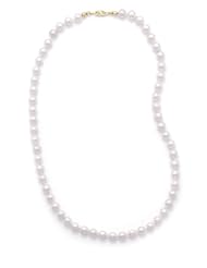 5- Grade AAA Cultured Akoya Pearl Necklace individually knotted with 14K Yellow Gold Clasp