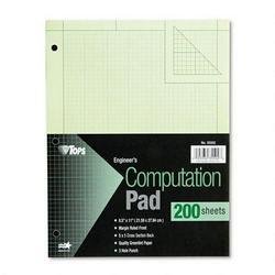 TOPS Engineering Computation Pad - 3-Hole Punched - 8.5 x 11 Inches - 5 Squares per Inch - 200 Sheets - Green - (35502)