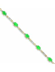 4.1 Carat 14K Gold Diamond and Emerald Bracelet