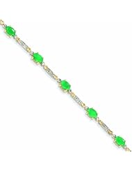 Genuine 14K Yellow Gold Diamond And Emerald Bracelet 3 Grams Of Gold 100% Satisfaction Guaranteed.