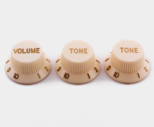 Aged Off-white Guitar Knob Set Fits Fender Strat Stratocaster Guitars Set of 3 Volume Tone
