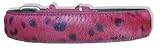 Large Red & black padded animal print - hair on leather dog leash
