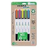 ZEBRA PEN CORP. Eco Zebrite Double-Ended Highlighters, Chisel/Fine Point, BE,GN,PK,OE,YW, 5/PK