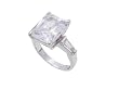 SilverBin Sterling Silver Engagement Style Prong Set Princess Cut Clear CZ Ring with Baguette CZ Accents