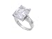 SilverBin Sterling Silver Engagement Style Prong Set Princess Cut Clear CZ Ring with Baguette CZ Accents