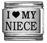 Clearly Charming I Heart my Niece Laser Etched Italian Charm