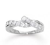 14k White Gold Crossover .50 Carat Diamond Journey Ring