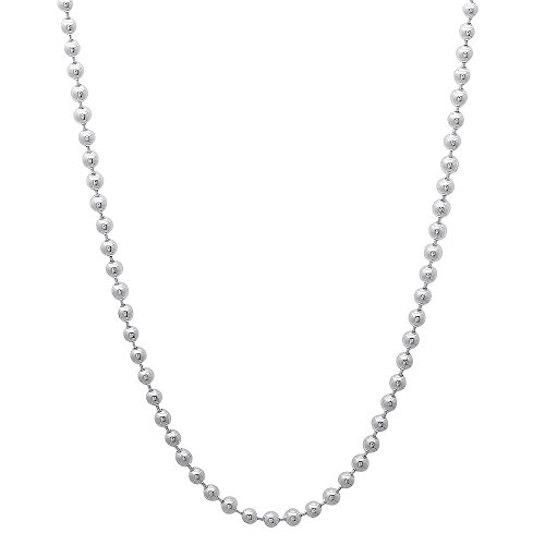 Men's 2.2mm Solid 925 Sterling Silver Military Ball Chain Necklace