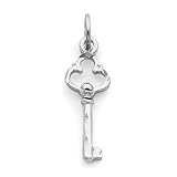 D1066 14k White Gold Solid Diamond-cut Key Charm
