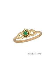 3 1/2 Children 14K Gold Flower Shape May Birthstone Ring - Emerald