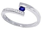 0.13ct Genuine Sapphire Diamond Ring in 14Kt White Gold