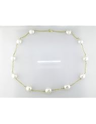 14k Yellow gold 8-8.5 MM Freshwater Cultured Pearl Strand, 17"