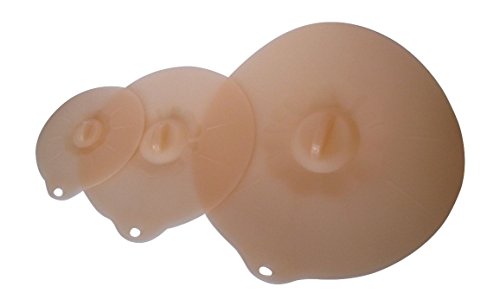 Cmshome Premium Silicone 3 Piece Set Blush Pink Vacuum Suction Lids Seals Cooking Baking Microwave Refrigerator Transparent