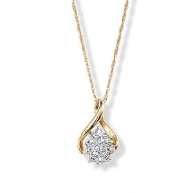 Diamond Cluster 18k Gold over Sterling Silver Pendant