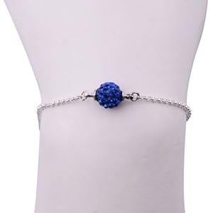 Kadima Swarovski Elements Crystal Disco Ball Sapphire Bracelet,Bracelet Length 7.5 Inches, Ball Size:10mm