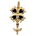 Cross Huguenot 14K Yellow Gold 22X12.5mm with 18 inch necklace