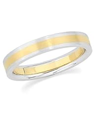 Jewelplus 4mm Two-Tone Comfort-Fit Band 18K Yellow & Platinum