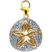 Sand Dollar, 14K Gold Diamond Charm by EZ Charms