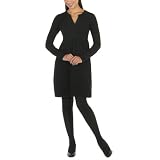 Mossimo Black: Notched Neck Knit Dress - Ebony