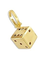 14k Yellow Gold Small Dice Charm Pendant Craps New