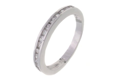 Sterling Silver Channel Set CZ Eternity Band Ring