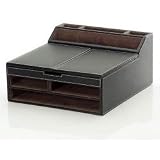 Desktop Stationery Organizer Faux Leather (Black) (11.75