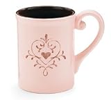 Set Of 4 Soft Pink Coffee Mug Cup With Scroll and Heart Design Beautiful Gift