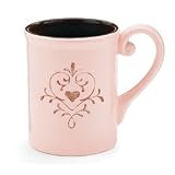 SetOf4SoftPinkCoffeeMugCupWithScrollandHeartDesignBeautifulGift