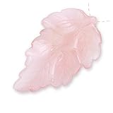 Pink Rose Quartz Pendant Bead Elegant Leaf Carving 47mm
