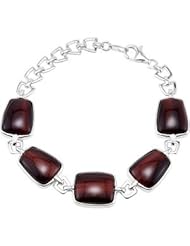 Genuine Red Tiger Eye Bracelet Sterling Silver 68459