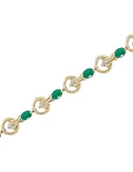 14kt Yellow Gold Oval Emerald and Diamond Bracelet