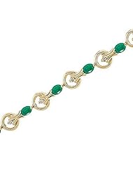 14kt Yellow Gold Oval Emerald and Diamond Bracelet