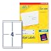Electronics : Avery QuickDRY Inkjet Label 139x99.1mm 4 per Sheet 4TV Pack of 100 White J8169-100