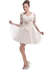 Sexy V-neck Applique Lace Knee Length Elbow Length Sleeves Bodycon Dress/Evening Dress/Party Dress/Wedding Dress 