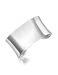 Sterling Silver Rhodium Plated Thick Open Cuff with a Concave Motif