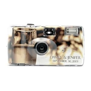 10 Pack Personalized Champagne Wedding Cameras - Matching Table Cards Included - 27 Exposures -... by