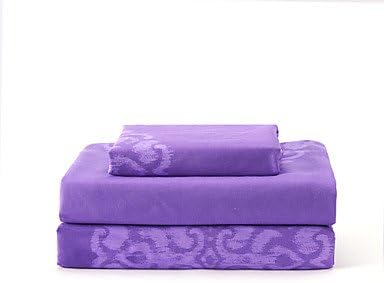 G&amp;ZZ Sheet Set,4-Piece Microfiber Retro Floral Purple with 12" Pocket Depth , Queen