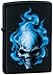 Blue Flaming Skull Deaths Head Zippo Black Lighter