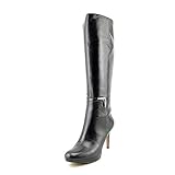 Nine West Women's Evah Leather Riding Boot Boot,Black,6.5 M US