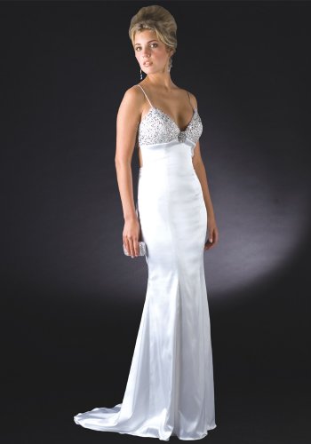 Formal Evening Gown - Beaded Dress for Prom, Party Dress by Sean Collection (70031) WHITE