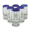 Tequila glasses, cobalt blue rim (set of 6)