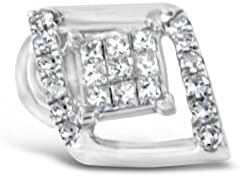 10k White Gold 1/3 CTTW Round and Princess Diamond Earrings (I-J, I1-I2)