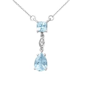 10k White Gold Aquamarine Necklace, 18 by Amazon.com Collection