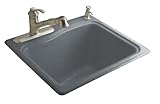 IMAGE OF Kohler K-6657-2-FT River Falls Self-Rimming Sink with Two-Hole Faucet Drilling, Basalt